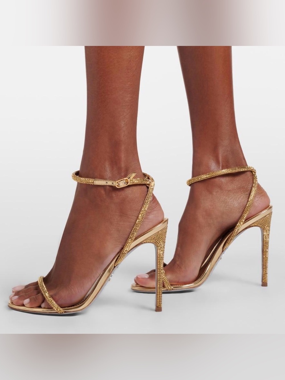 BCBGMaxAzria Gold Strappy Stiletto Sandals in 7.5